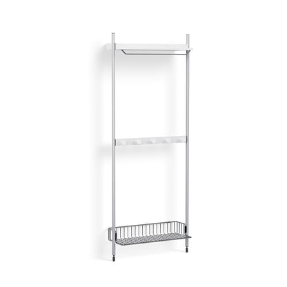 Pier System 1041 by HAY - Clear Anodised Aluminium Uprights / PS white with Chromed Wire Shelf