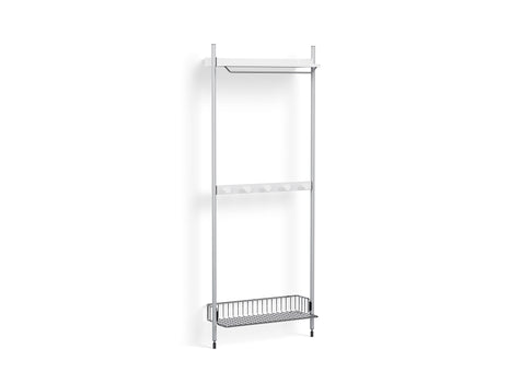 Pier System 1041 by HAY - Clear Anodised Aluminium Uprights / PS white with Chromed Wire Shelf