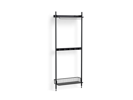 Pier System 1041 by HAY - Black Anodised Aluminium Uprights / PS Black with Anthracite Wire Shelf