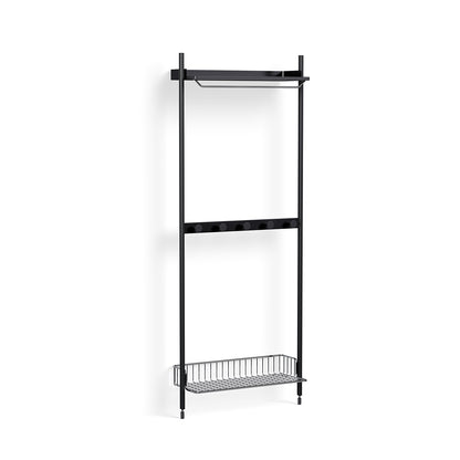 Pier System 1041 by HAY - Black Anodised Aluminium Uprights / PS Black with Chromed Wire Shelf