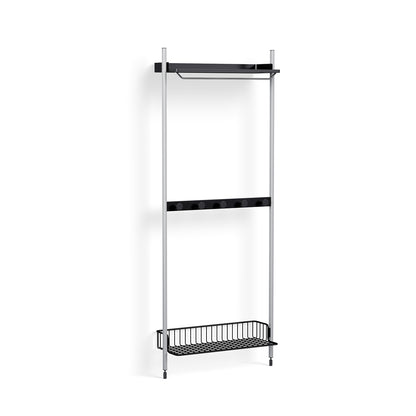 Pier System 1041 by HAY - Clear Anodised Aluminium Uprights / PS Black with Anthracite Wire Shelf