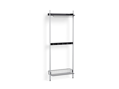 Pier System 1041 by HAY - Clear Anodised Aluminium Uprights /PS Black with Chromed Wire Shelf