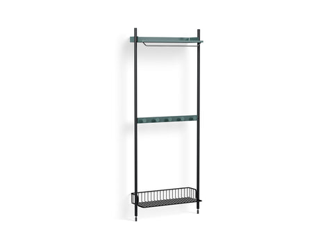 Pier System 1041 by HAY - Black Anodised Aluminium Uprights / PS Blue with Anthracite Wire Shelf