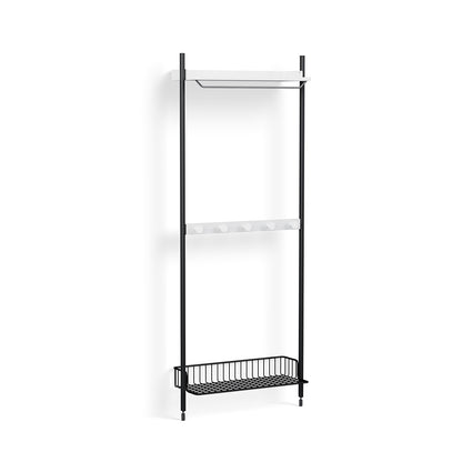 Pier System 1041 by HAY - Black Anodised Aluminium Uprights / PS White with Anthracite Wire Shelf