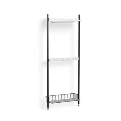 Pier System 1041 by HAY - Black Anodised Aluminium Uprights / PS White with Chromed Wire Shelf