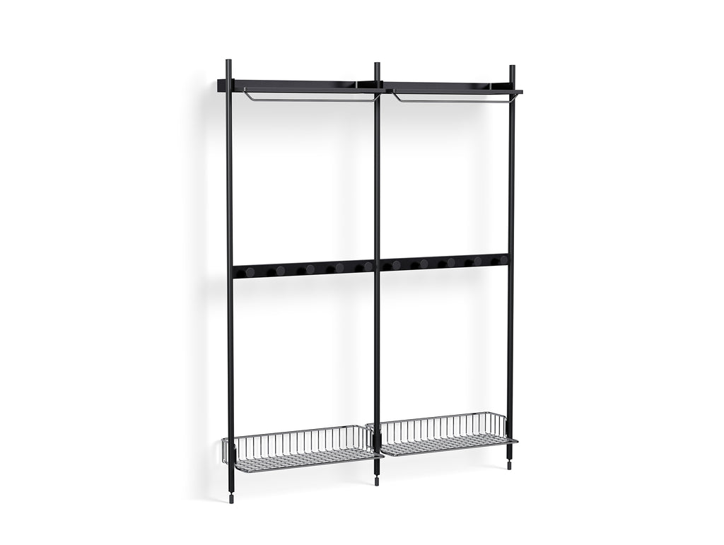 Pier System 1042 by HAY - Black Anodised Aluminium Uprights / PS Black with Chromed Wire Shelf