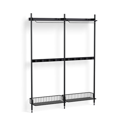 Pier System 1042 by HAY - Black Anodised Aluminium Uprights / PS Black with Anthracite Wire Shelf