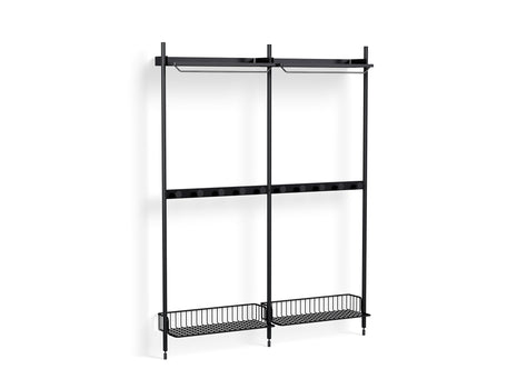 Pier System 1042 by HAY - Black Anodised Aluminium Uprights / PS Black with Anthracite Wire Shelf