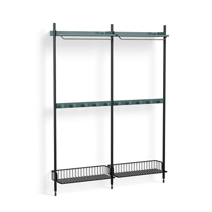 Pier System 1042 by HAY - Black Anodised Aluminium Uprights / PS Blue with Anthracite Wire Shelf
