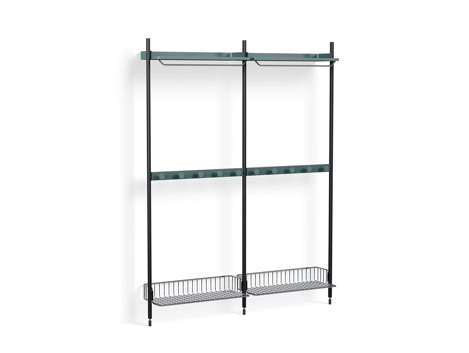 Pier System 1042 by HAY - Black Anodised Aluminium Uprights / PS Blue with Chromed Wire Shelf