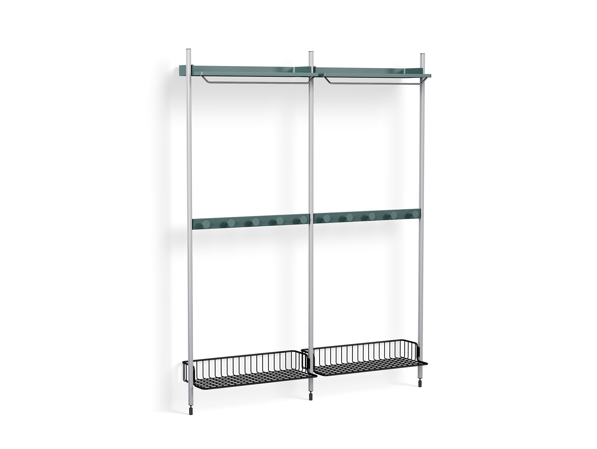 Pier System 1042 by HAY - Clear Anodised Aluminium Uprights / PS Blue with Anthracite Wire Shelf