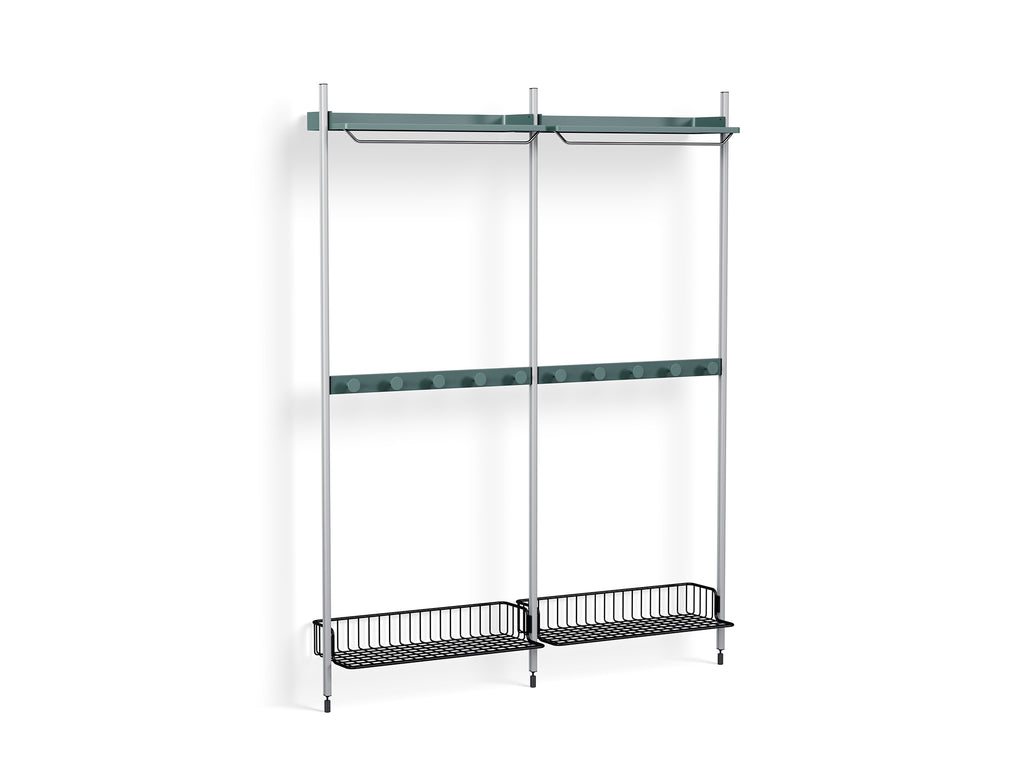 Pier System 1042 by HAY - Clear Anodised Aluminium Uprights / PS Blue with Anthracite Wire Shelf