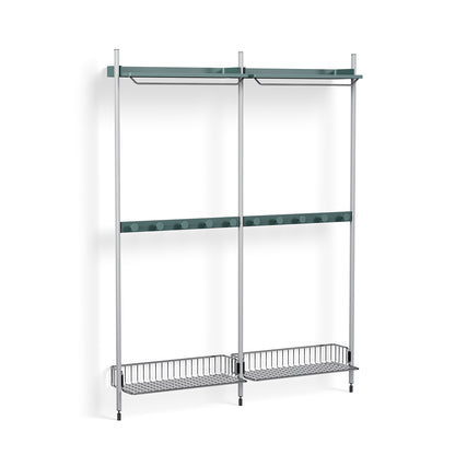 Pier System 1042 by HAY - Clear Anodised Aluminium Uprights / PS Blue with Chromed Wire Shelf