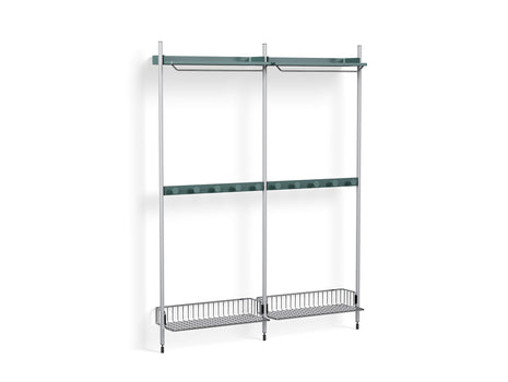 Pier System 1042 by HAY - Clear Anodised Aluminium Uprights / PS Blue with Chromed Wire Shelf