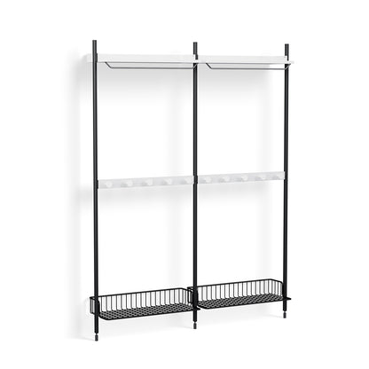 Pier System 1042 by HAY - Black Anodised Aluminium Uprights / PS White with Anthracite Wire Shelf