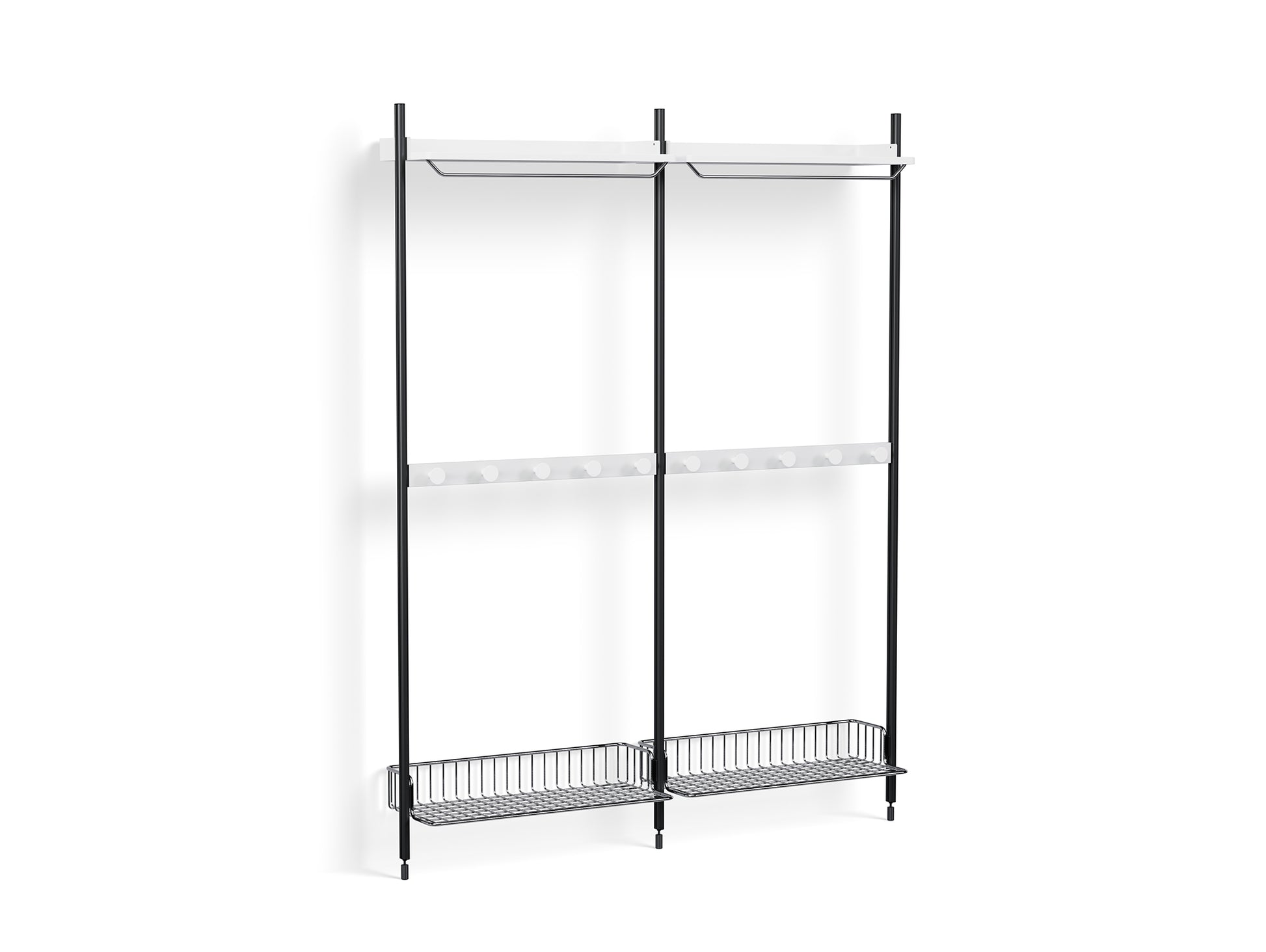 Pier System 1042 by HAY - Black Anodised Aluminium Uprights / PS White with Chromed Wire Shelf