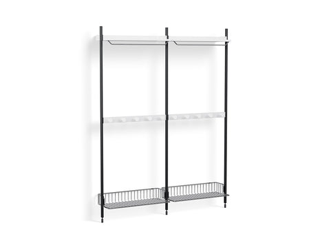 Pier System 1042 by HAY - Black Anodised Aluminium Uprights / PS White with Chromed Wire Shelf