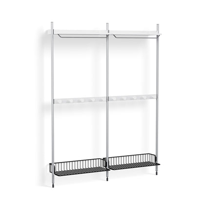 Pier System 1042 by HAY - Clear Anodised Aluminium Uprights / PS White with Anthracite Wire Shelf