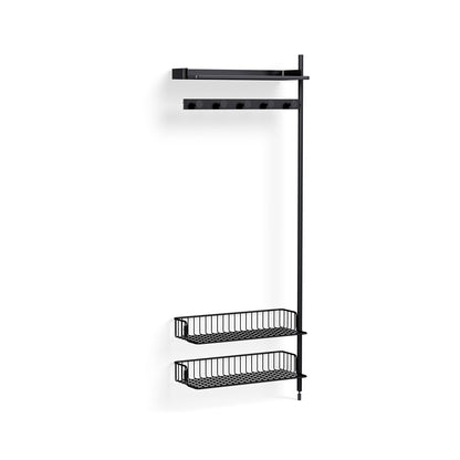 Pier System 1050 Add-ons by HAY -Black Anodised Aluminium Uprights / PS Black with Anthracite Wire Shelf