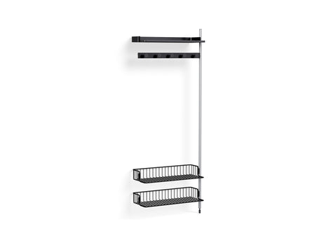 Pier System 1050 Add-ons by HAY -Clear Anodised Aluminium Uprights / PS Black with Anthracite Wire Shelf