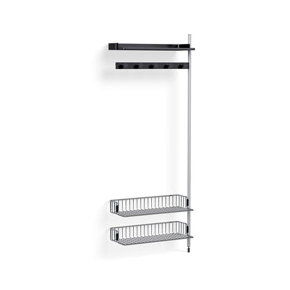 Pier System 1050 Add-ons by HAY -Clear Anodised Aluminium Uprights /PS Black with Chromed Wire Shelf