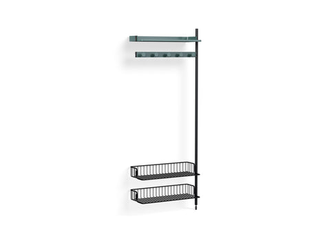 Pier System 1050 Add-ons by HAY - Black Anodised Aluminium Uprights / PS Blue with Anthracite Wire Shelf