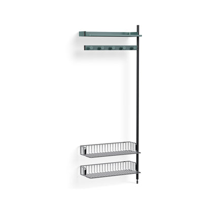 Pier System 1050 Add-ons by HAY -Black Anodised Aluminium Uprights / PS Blue with Chromed Wire Shelf