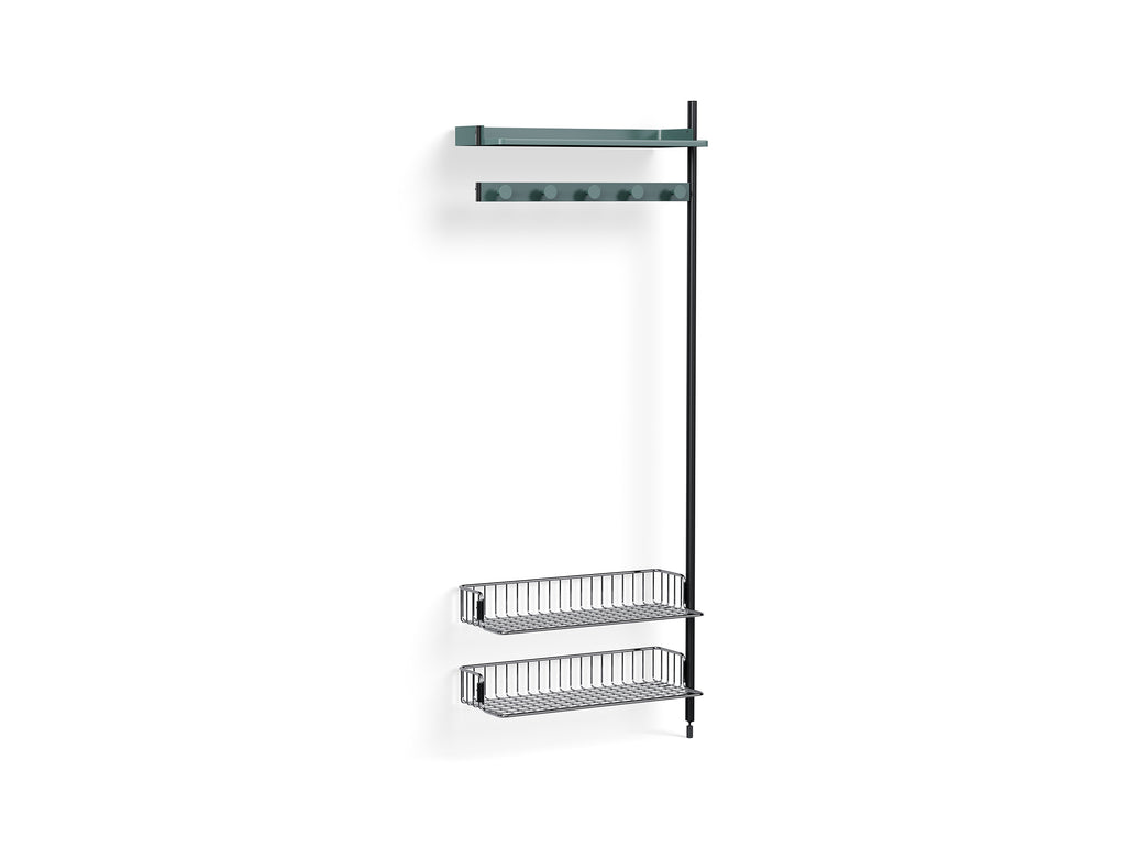 Pier System 1050 Add-ons by HAY -Black Anodised Aluminium Uprights / PS Blue with Chromed Wire Shelf