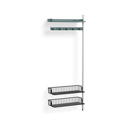 Pier System 1050 Add-ons by HAY -Clear Anodised Aluminium Uprights / PS Blue with Anthracite Wire Shelf