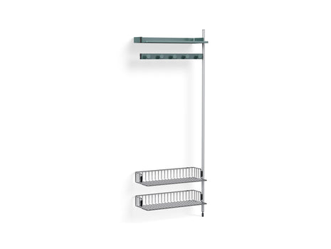 Pier System 1050 Add-ons by HAY -Clear Anodised Aluminium Uprights / PS Blue with Chromed Wire Shelf