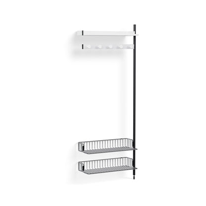 Pier System 1050 Add-ons by HAY -Black Anodised Aluminium Uprights / PS White with Chromed Wire Shelf