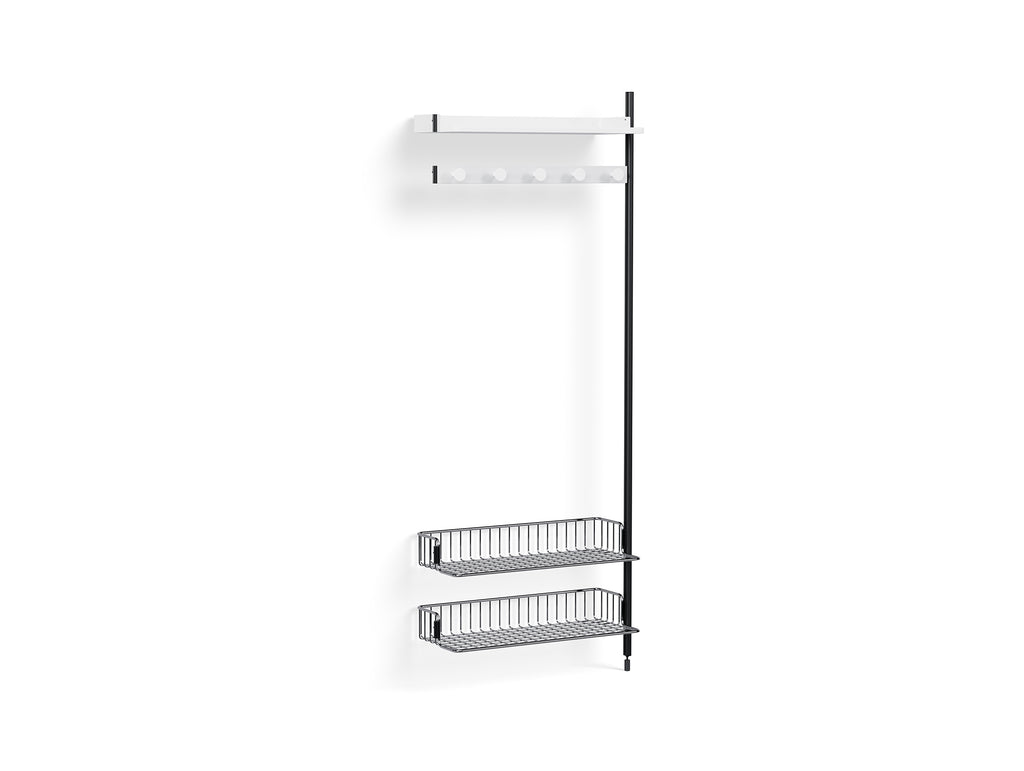 Pier System 1050 Add-ons by HAY -Black Anodised Aluminium Uprights / PS White with Chromed Wire Shelf