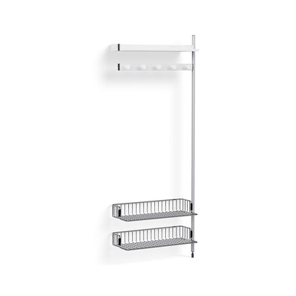 Pier System 1050 Add-ons by HAY -Clear Anodised Aluminium Uprights / PS white with Chromed Wire Shelf