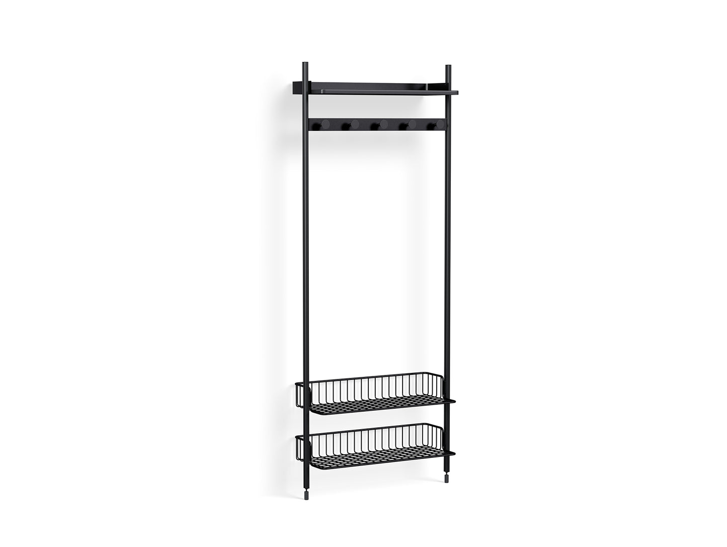 Pier System 1051 by HAY - Black Anodised Aluminium Uprights / PS Black with Anthracite Wire Shelf