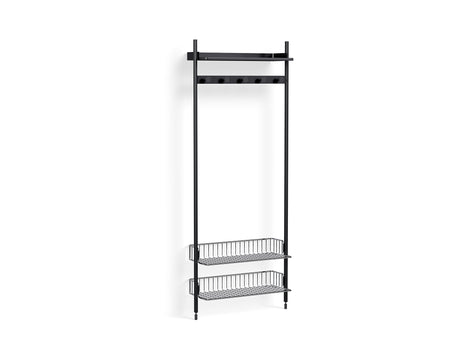 Pier System 1051 by HAY - Black Anodised Aluminium Uprights / PS Black with Chromed Wire Shelf