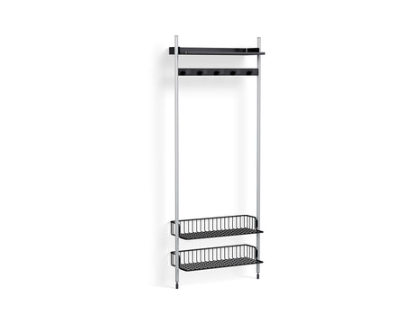 Pier System 1051 by HAY - Clear Anodised Aluminium Uprights / PS Black with Anthracite Wire Shelf