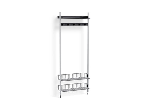 Pier System 1051 by HAY - Clear Anodised Aluminium Uprights /PS Black with Chromed Wire Shelf