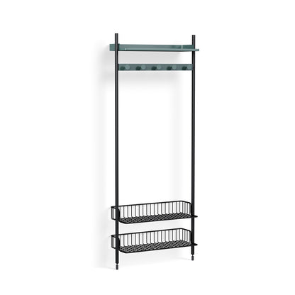 Pier System 1051 by HAY - Black Anodised Aluminium Uprights / PS Blue with Anthracite Wire Shelf