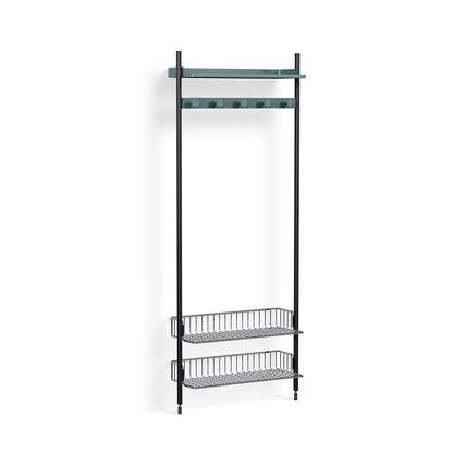 Pier System 1051 by HAY - Black Anodised Aluminium Uprights / PS Blue with Chromed Wire Shelf