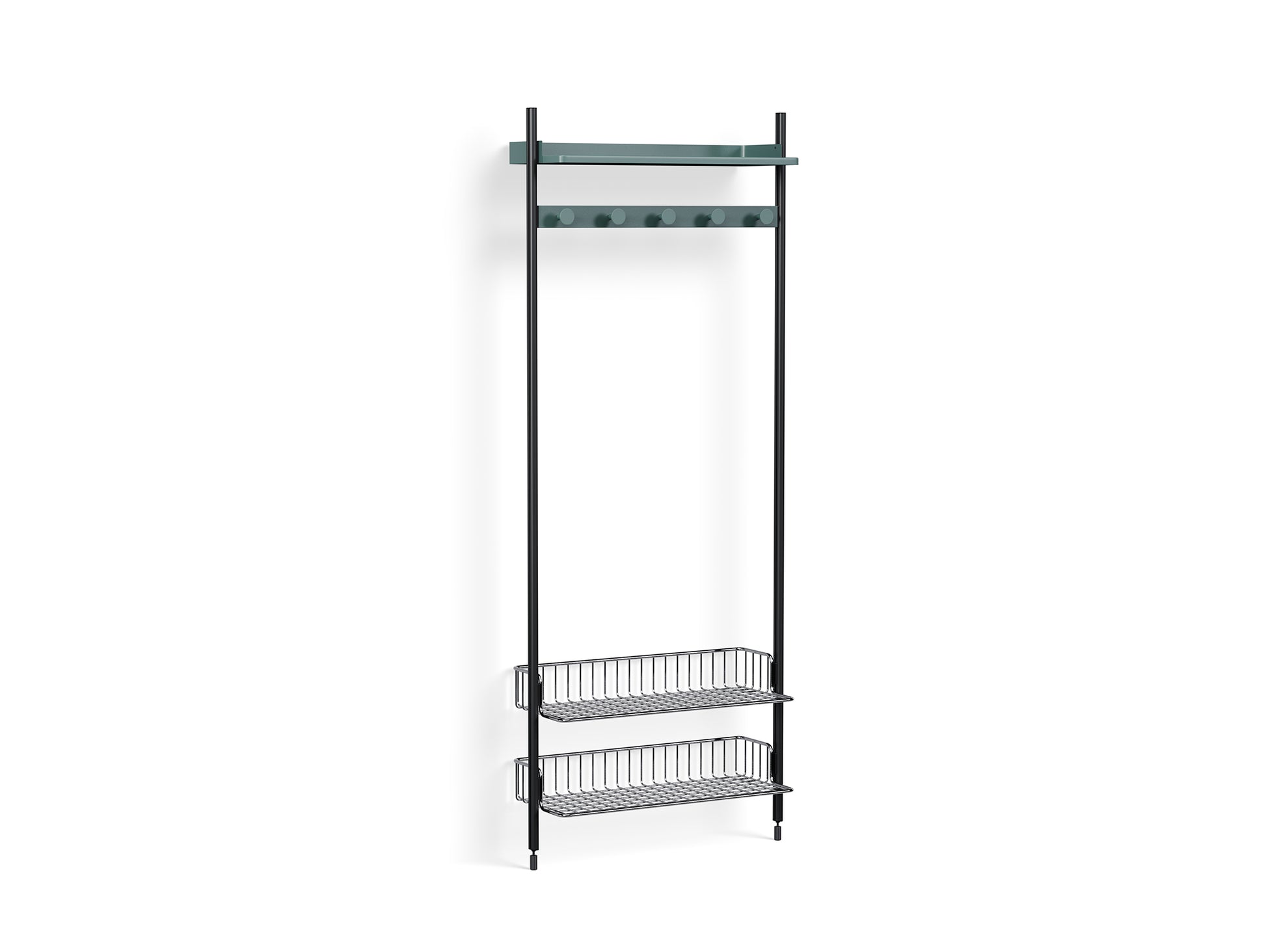 Pier System 1051 by HAY - Black Anodised Aluminium Uprights / PS Blue with Chromed Wire Shelf