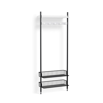 Pier System 1051 by HAY - Black Anodised Aluminium Uprights / PS White with Anthracite Wire Shelf