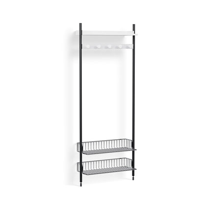 Pier System 1051 by HAY - Black Anodised Aluminium Uprights / PS White with Chromed Wire Shelf