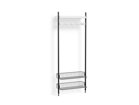 Pier System 1051 by HAY - Black Anodised Aluminium Uprights / PS White with Chromed Wire Shelf