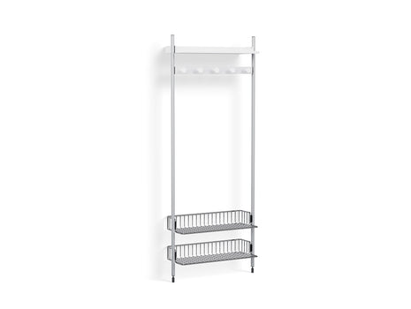 Pier System 1051 by HAY - Clear Anodised Aluminium Uprights / PS white with Chromed Wire Shelf
