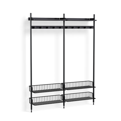 Pier System 1052 by HAY - Black Anodised Aluminium Uprights / PS Black with Anthracite Wire Shelf