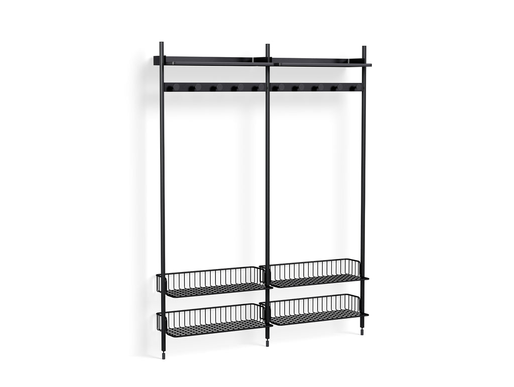 Pier System 1052 by HAY - Black Anodised Aluminium Uprights / PS Black with Anthracite Wire Shelf