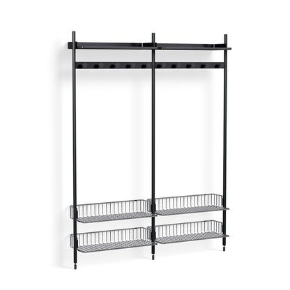 Pier System 1052 by HAY - Black Anodised Aluminium Uprights / PS Black with Chromed Wire Shelf
