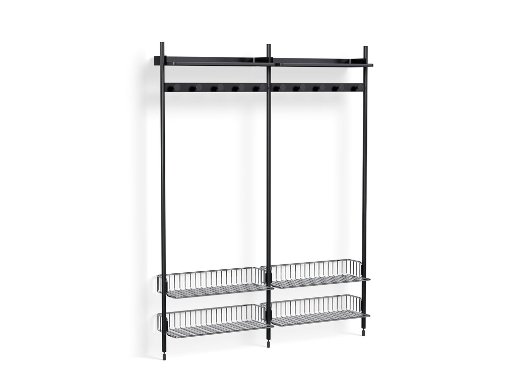 Pier System 1052 by HAY - Black Anodised Aluminium Uprights / PS Black with Chromed Wire Shelf