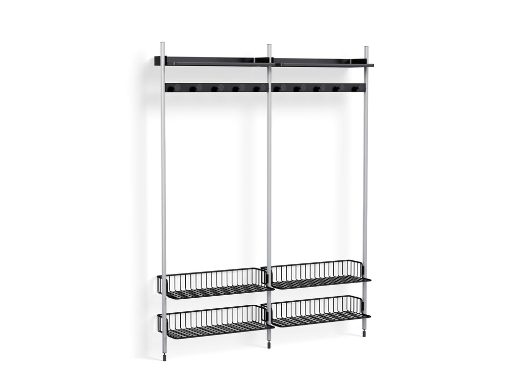 Pier System 1052 by HAY - Clear Anodised Aluminium Uprights / PS Black with Anthracite Wire Shelf