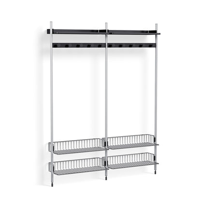 Pier System 1052 by HAY - Clear Anodised Aluminium Uprights /PS Black with Chromed Wire Shelf